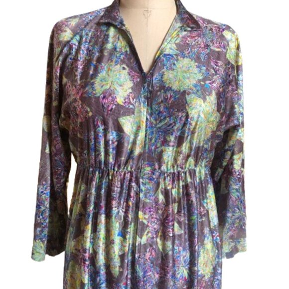 Vintage 70s maxi metallic dress with great print - Picture 6 of 12